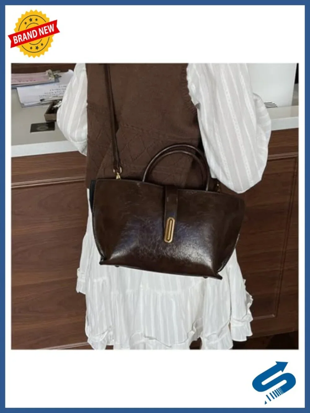 Vintage Small Leather Crossbody Handbag PU Leather Shoulder Bag with Adjustable